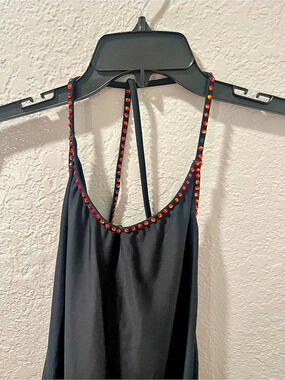 Dance - Black One Piece Unitard Embellished In Red Orange Swarovski Crystals